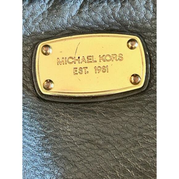 Michael Kors Black Pebbled Leather Backpack with Gold Logo Plate - Picture 2 of 10